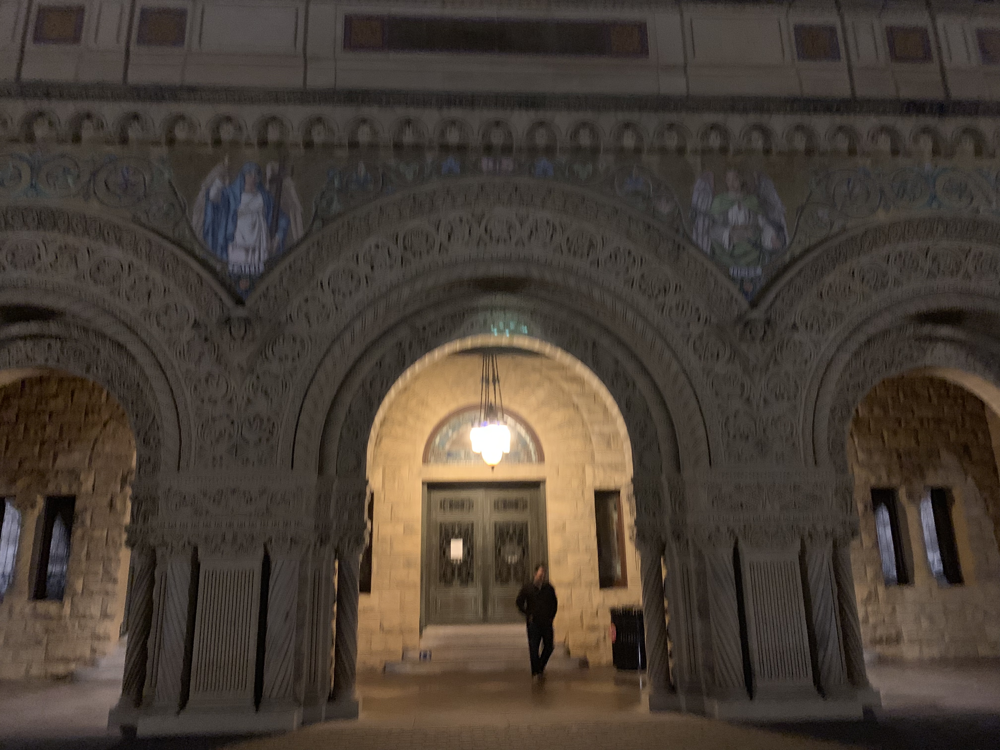 Memorial Church entrance on their first date night